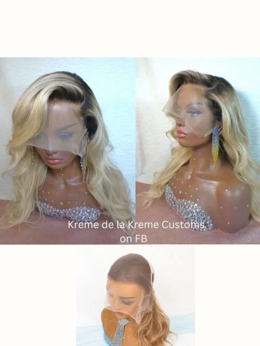 Custom Blonde Balayage Human Hair Lace Front Wig 13x6 HD Lace 22-24 Inch